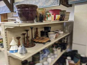 lot 145 image: (2) Shelves of Planters and More