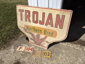 lot 38 image: Vintage Seed Sign - TROJAN Northern Bred  2 Corn Markers