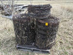 lot 92 image: Lot of 3 Rolls of Wire Fencing and Roll of Barbed Wire
