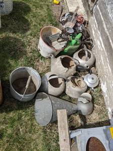 lot 111 image: Lot of Vintage Pots, Buckets, Enamel, Shovel and More