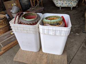 lot 164 image: (2) Buckets of Plastic Seed Plates