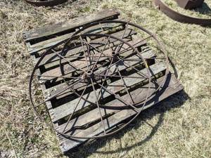 lot 78 image: Pair of Vintage Wagon Wheels