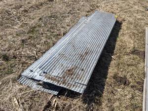 lot 73 image: Approx. 16 Corrugated Ribbed Steel Pieces