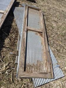 lot 69 image: Lot of 3 Corrugated Ribbed Steel - Mounted on 2x4s