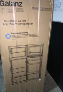 lot 20 image: GALANZ 7.6 CU. FT. TOP FREEZER REFRIGERATOR WITH DUAL DOOR IN STAINLESS STEEL LOOK. SEE PICTURE