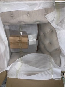 lot 52 image: HOME DECORATORS GORDON NATURAL LINEN ARM CHAIR. SEE PICTURE