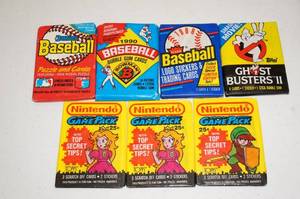 lot 40 image: Unopened Collector Cards - Baseball, Nintendo, Ghostbusters