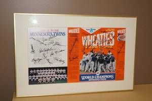 lot 39 image: Framed and Matted 1987 Twins Wheaties Box