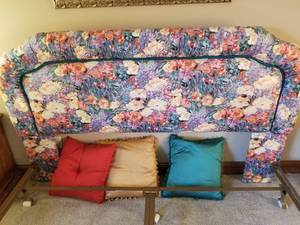 lot 123 image: King Sized Headboard and Throw Pillows