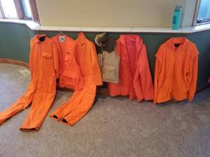 lot 57 image: Blaze Orange Hunting Clothes Group