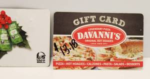 3 Food Gift Cards $27.86