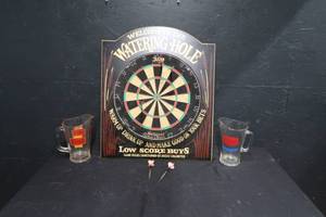 DART GAME AND BEER PITCHERS
