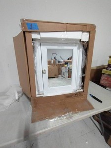 lot 1 image: Strousse 24 in. W x 30 in. H Surface Mount Mirrored Medicine Cabinet in White