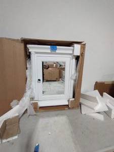 lot 2 image: Strousse 24 in. W x 30 in. H Surface Mount Mirrored Medicine Cabinet in White