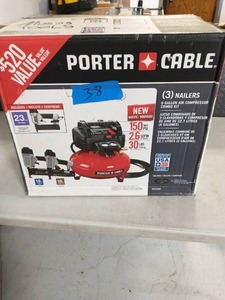 lot 38 image: 6 Gal. 150 PSI Portable Electric Air Compressor with 16-Gauge, 18-Gauge Combo Kit (2-Tool)