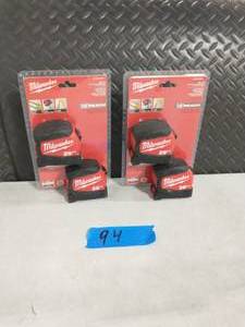 lot 94 image: 2 MILWAUKEE 25 ft. x 1.2 in. Compact Wide Blade Tape Measure (2-Pack)
