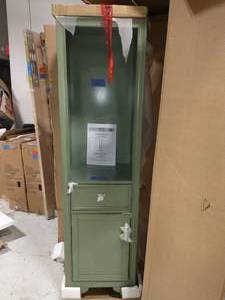 lot 8 image: Home decorators collections Hazelton 18 in. W x 15 in. D x 67-12 in. H Bathroom Linen Cabinet in Antique Green