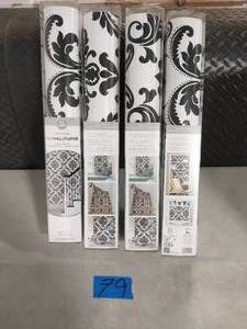lot 79 image: NUWALLPAPER Ariel Black and White Damask Vinyl Strippable Wallpaper (Covers 30.75 sq. ft.)