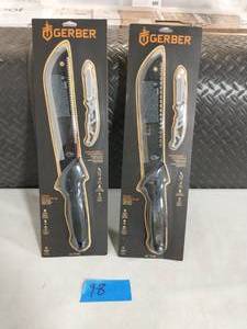 lot 98 image: 2 GERBER GATOR MACHETE AND CLIP FOLDING KNIFE