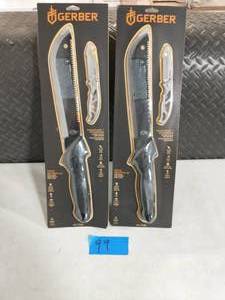 lot 99 image: 2 GERBER GATOR MACHETE AND CLIP FOLDING KNIFE