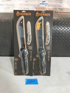 lot 100 image: 2GERBER GATOR MACHETE WITH CLIP FOLDING KNIFE