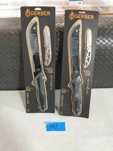 lot 101 image: 2 GERBER GATOR MACHETE AND CLIP FOLDING KNIFE