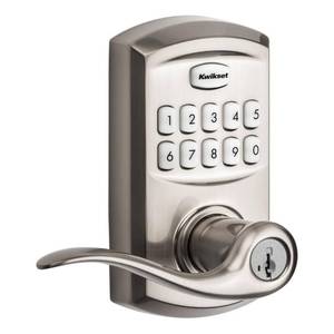 lot 90 image: KWICKSET 917 SmartCode Satin Nickel Electronic Single-Cylinder Tustin Door Lever Featuring SmartKey Security