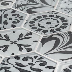 lot 51 image: 6 cases of Morris Block White 12 in. x 10.375 in. Hexagon Glossy Glass Mosaic Tile (0.864 sq. ft.Each)