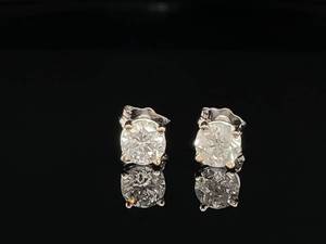lot 10 image: .90 Carat Diamond Estate Stud Earrings in 14k White Gold $2000 Retail VIDEO