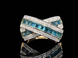 lot 23 image: 1.75 Carat Topaz and Diamond Crossover Statement Ring in 14k Yellow Gold $1,850 Retail VIDEO