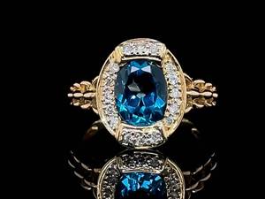 lot 26 image: London Blue Topaz and Diamond Estate Ring in 14k Yellow Gold $2,475 Retail VIDEO
