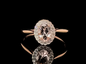 lot 32 image: Natural Morganite and Diamond Halo Ring in 14k Rose Gold $3,000 Retail VIDEO