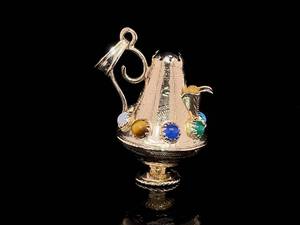 lot 33 image: Magical 14k Yellow Gold Teapot with Many Precious Gems Emerald, Sapphire, etc. $1,999 Retail VIDEO