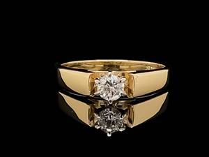 lot 37 image: 14 Carat Fine Diamond Engagement Ring in 14k Yellow Gold $1,899 Retail VIDEO