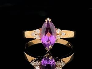 lot 48 image: Vintage Amethyst and Diamond Estate Ring in 14k Yellow Gold $1,500 Retail