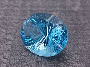 lot 6B image: Mesmerizing Fancy Cut 46 Carat Natural Swiss Blue Topaz Loose Gemstone, Concave Starburst $1500 Retail
