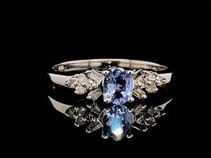 lot 58 image: Natural Tanzanite and Diamond Estate Ring in White Gold $1250 Retail VIDEO