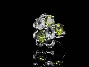 lot 69 image: Mid Century Peridot Cluster Statement Estate Ring
