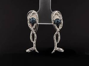 lot 62 image: .40 Carat Blue and White Diamond Climber Earrings $950 Retail