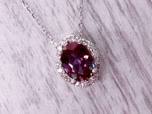 lot 21 image: 1.31 Carat Alexandrite and Diamond Halo Necklace in 14k White Gold $1,950 Retail