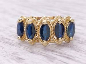 lot 44 image: 1.25 Natural Sapphire Estate Ring with Milgrain Detailing in Yellow Gold $1,999