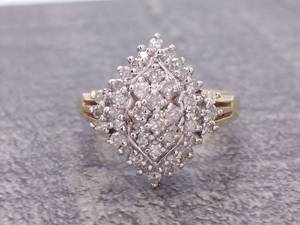 lot 56 image: 12 Carat Diamond Cluster Estate Ring in Yellow Gold $1450 Retail