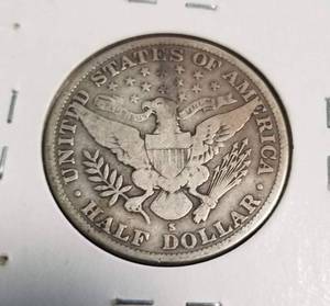 lot 12 image: 1912-S BARBER HALF DOLLAR VG