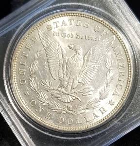 lot 19 image: 1885 MORGAN SILVER DOLLAR AU CLEANED