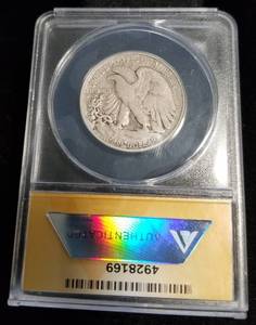lot 23 image: 1938-D WALKING LIBERTY HALF DOLLAR VF30 ANACS