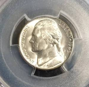 lot 29 image: 1943-S WWII WARTIME SILVER WAR NICKEL MS64 PCGS
