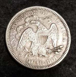 lot 30 image: 1876 US SEATED LIBERTY SILVER QUARTER