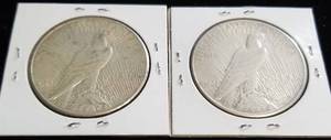 lot 63 image: 2 PEACE SILVER DOLLARS 1925 1925-S VF-XF