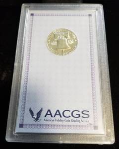 lot 09-A image: 1962 PROOF FRANKLIN SILVER HALF DOLLAR PR64 old AACGS Holder