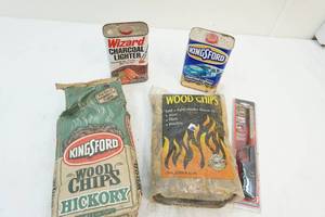 lot 206 image: Wood chips, lighter fluid